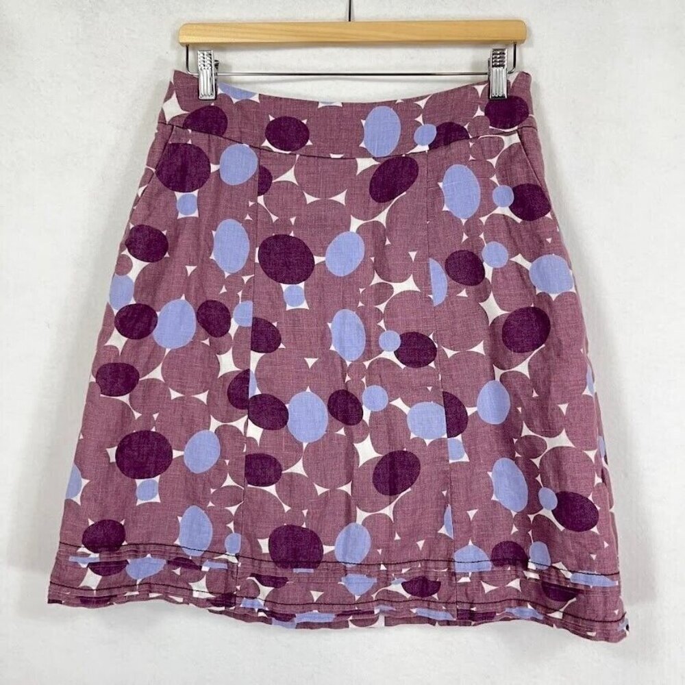 Boden 100% Linen Lightweight Skirt Polka Dot Whimsy Summer Boho Cottage Twee 6